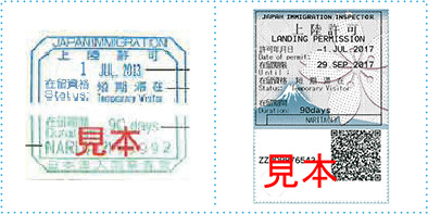 Temporary Visitor entry status, according to Japanese Immigration Law, allows a stay in Japan of 15 days or 90 days for "sight-seeing, etc. "If you apply for a "stay for sight-seeing" when you enter Japan, entry personnel will stamp your passport as "Temporary Visitor," as shown below.